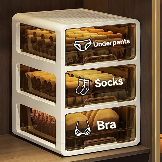 2/3pcs Durable Space-Saving Multi-Compartment Drawer Organizer | for Underwear, Socks, and Bras - Portable Plastic Storage Solution, Closet Organizers And Storage