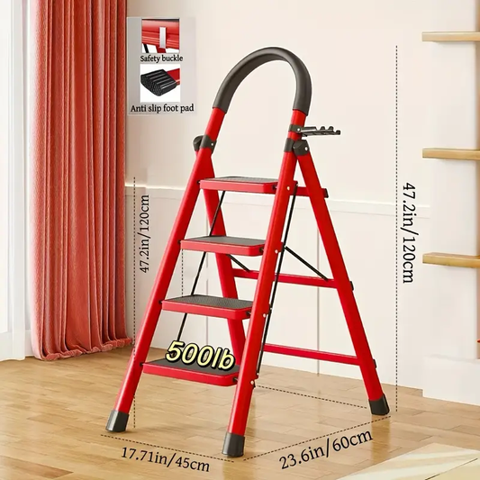 1pc Heavy-Duty 3/4/5-Step Folding Ladder 500lb Capacity, Durable Plastic with Anti-Slip Pedals, Lightweight Portable Step Stool for Household & Industrial Use, Industrial Steps, Spacesaving Steps, Highcapacity Ladder, Collapsible Ladder, Home Improvement