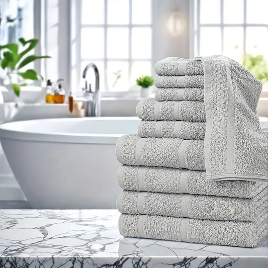10pcs Bath Towel Set, 4pcs Bath Towels&2pcs Hand Towels&4pcs Washcloths, Solid Color, Cotton Towels, Absorbent, Quick-drying, Soft And Comfortable, Bathroom Supplies, Towels for Bathroom
