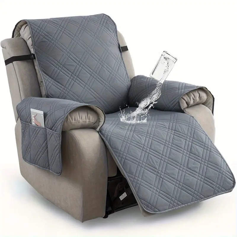 1pc 100% Waterproof Recliner Chair Cover, Non Slip Recliner Covers for Recliner Chair with Pocket, Pet Scratch-Resistant Sofa Slipcover, Washable Furniture Protector, Easy to Install for Living Room