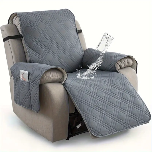 1pc 100% Waterproof Recliner Chair Cover, Non Slip Recliner Covers for Recliner Chair with Pocket, Pet Scratch-Resistant Sofa Slipcover, Washable Furniture Protector, Easy to Install for Living Room