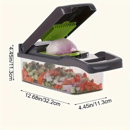 16-In-1 Manual Vegetable Chopper Set, with 8 Blades, Container, Peeler And Filter, Easy Meal Preparation, Professional Onion, Carrot And Garlic Slicer