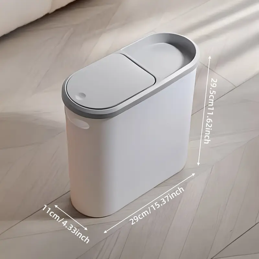 2/1pc Bathroom Trash Can, Compact And Durable Plastic Wastebasket With Built-in Handles, Easy To Clean, Rustproof, Space-Saving Design