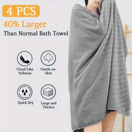 4 Pack Oversized Bath Towels Set, 35"x70" Extra Large Towel Microfiber Absorbent XL Bath Sheet Super Soft Bathroom Towels Set Quick Dry Plus Size Shower Towels for Family Hotel